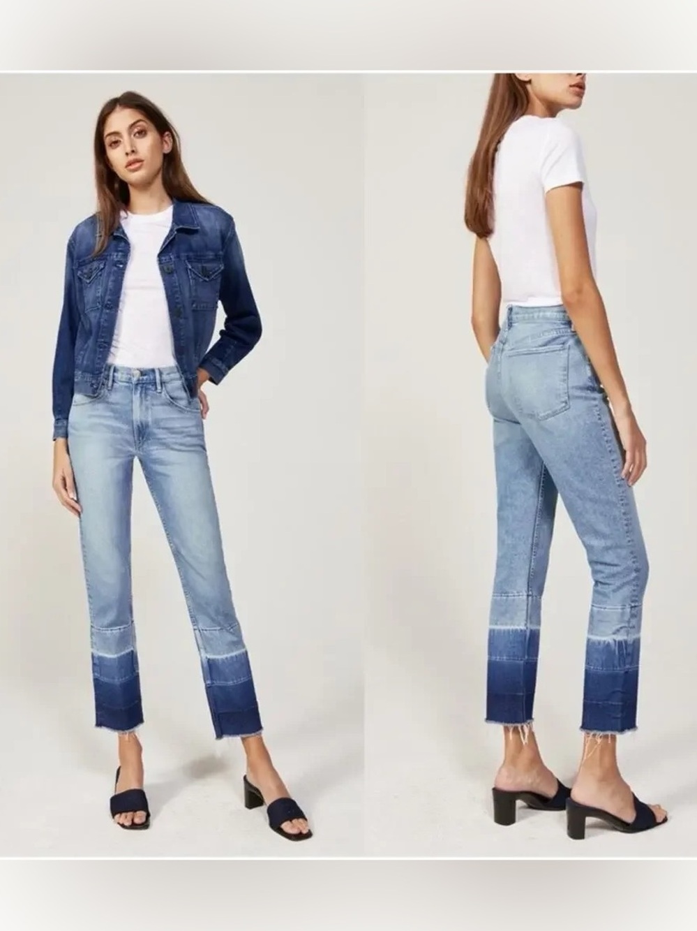 3x1 Two-Tone high waisted shelter straight leg jean